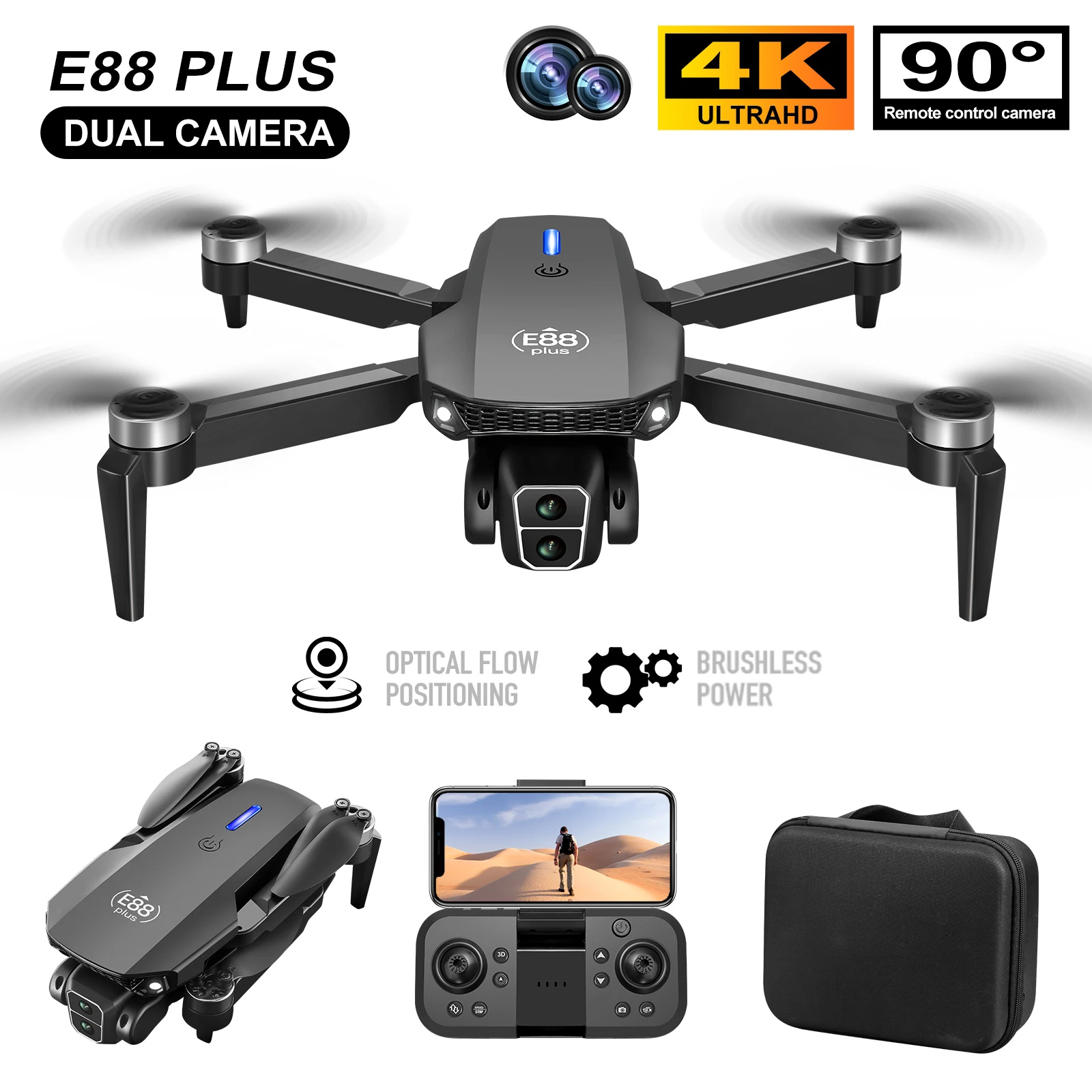 طائرة بدون طيار E88 Plus Quadc - مراجعة Drone Camera Night Vision وسعره